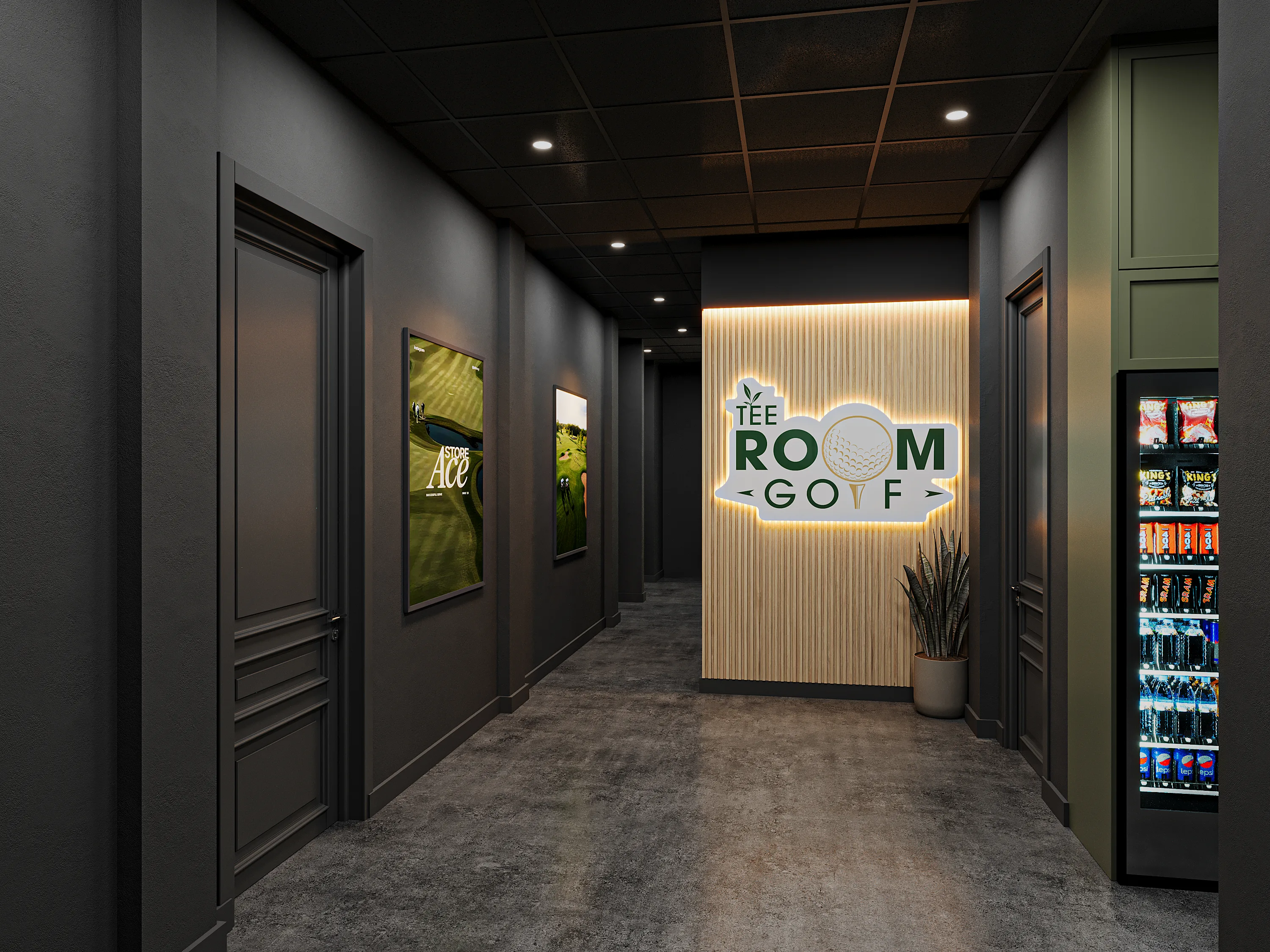 Tee Room Golf entry hallway